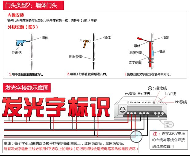 发光字接线示意图图片