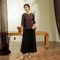 Zhus original (clothing fragrance and shadow) yarn top female casual loose version of fragrant cloud yarn short sleeve summer New