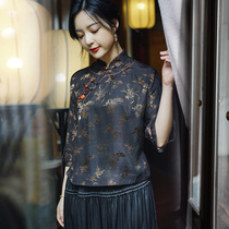 Zhus original (Yaotai Fengxie) Jacquard fragrant cloud yarn summer buckle Chinese modified cheongsam top female