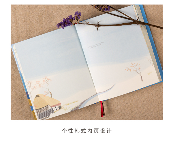 日韩国唯美清新彩页插画本子手账日记本韩式创意硬面本子学生文具_7折