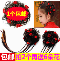 Handmade childrens costume wig hair accessories Tang suit accessories childrens headdress dance Hairband balls curly hair Bud