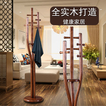 Hanghanger Ground Floor Bedroom Solid Wood Modern New Chinese Clothes Hat Rack Home Living Room Bag Rack Wooden Large Clothes Rack