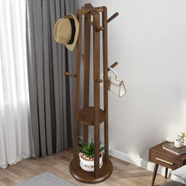 Hanging hanger ground floor bedroom solid wood Clothes hat rack Multi-functional brass clothes rack rack living room Home Chinese style