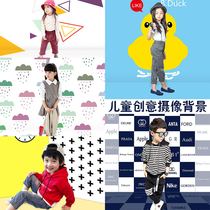 Childrens photography background paper New photo studio background Nick fashion theme parent-child photo shooting background cloth