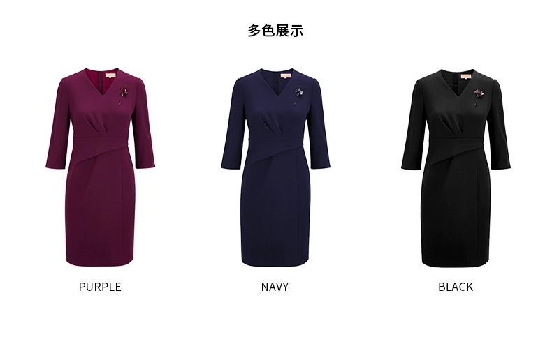 PORTS Ports 2019 Váy cổ chữ V đơn giản mới của phụ nữ ALN9D021KWB008 - Sản phẩm HOT