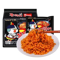 South Korea Imports of three breeds of super spicy turkey noodles 140g * 5 bagged mesh red turkey noodles Noodle Spray food