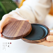 (Ninglan) fine round brick platform with cover walnut Xuanyan original stone calligraphy special brush poetry innocent literature room