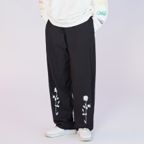 NOTFORMAD (NFM)original design rose print casual trousers tide brand black drop sense straight trousers