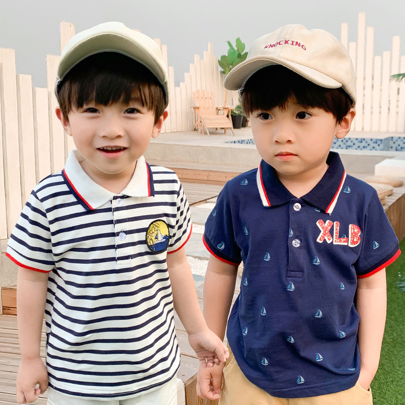 Children's clothing boys short sleeve T-shirt 2021 summer Children Baby Korean casual cotton lapel polo shirt short sleeve t-shirt