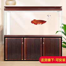 Large ultra-white glass fish tank Living room Living room Feng Shui Home Eco-free Underwater Filter Bottom Filter Dragon Fish Tank