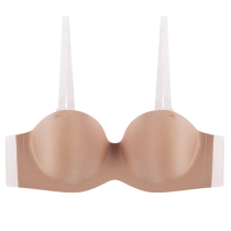 Strapless underwear Gathered non-slip upper support backless underwear Transparent shoulder strap bra Invisible wedding dress female bandeau