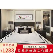 Suzhou embroidery decorative painting simple new Chinese sofa background Chinese style bedside painting Hunan embroidery boutique handmade landscape painting