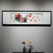 Su embroidery finished hanging painting with frame living room bedside painting bedroom sofa background Wall new Chinese pure handmade solid wood custom