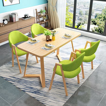 Simple casual home dining table modern small dining table milk tea shop snack bar rectangular training reception table and chairs