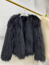 Imported LOBE V - collar woven fur woven fur front long after short fox fur coat encrypted warmth