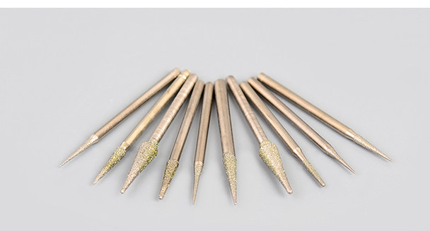 玉雕工具d针 尖针金刚石磨头 玉石翡翠雕刻打磨钻眼打孔 扩孔钻头_双