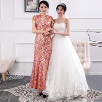 2021 new wedding cheongsam wedding hi mother-in-law dress female summer Chinese style modified Cheongsam slim dress