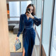 Autumn and winter gold velvet dress noble and elegant temperament women's decoration body slit lady style skirt high-end dress Autumn and winter gold velvet dress noble and elegant temperament women's decoration body slit lady style skirt high-end dress