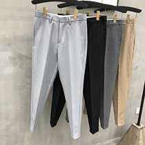 Summer New Tide mens casual pants Korean version of solid color Joker slim pants trend ankle-length pants mens hundred