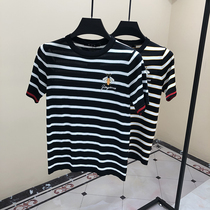 Early autumn thin knitted short-sleeved mens embroidered half-sleeved knitwear ice silk T-shirt 2020 new sweater mens tide