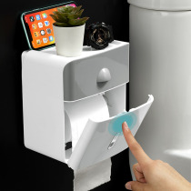  Toilet punch-free paper towel rack Toilet household creative nail-free seamless wall-mounted drawer paper box roll paper tube