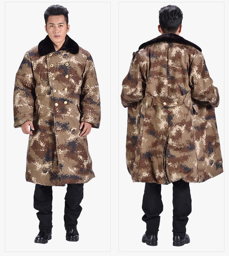 正品荒漠迷彩大衣军大衣男冬季加厚长款作训棉大衣女劳保棉袄棉服
