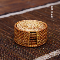 Vietnamese rattan tea cup mat saucer Cup cushion pot cushion tea ceremony six gentlemen accessories bamboo