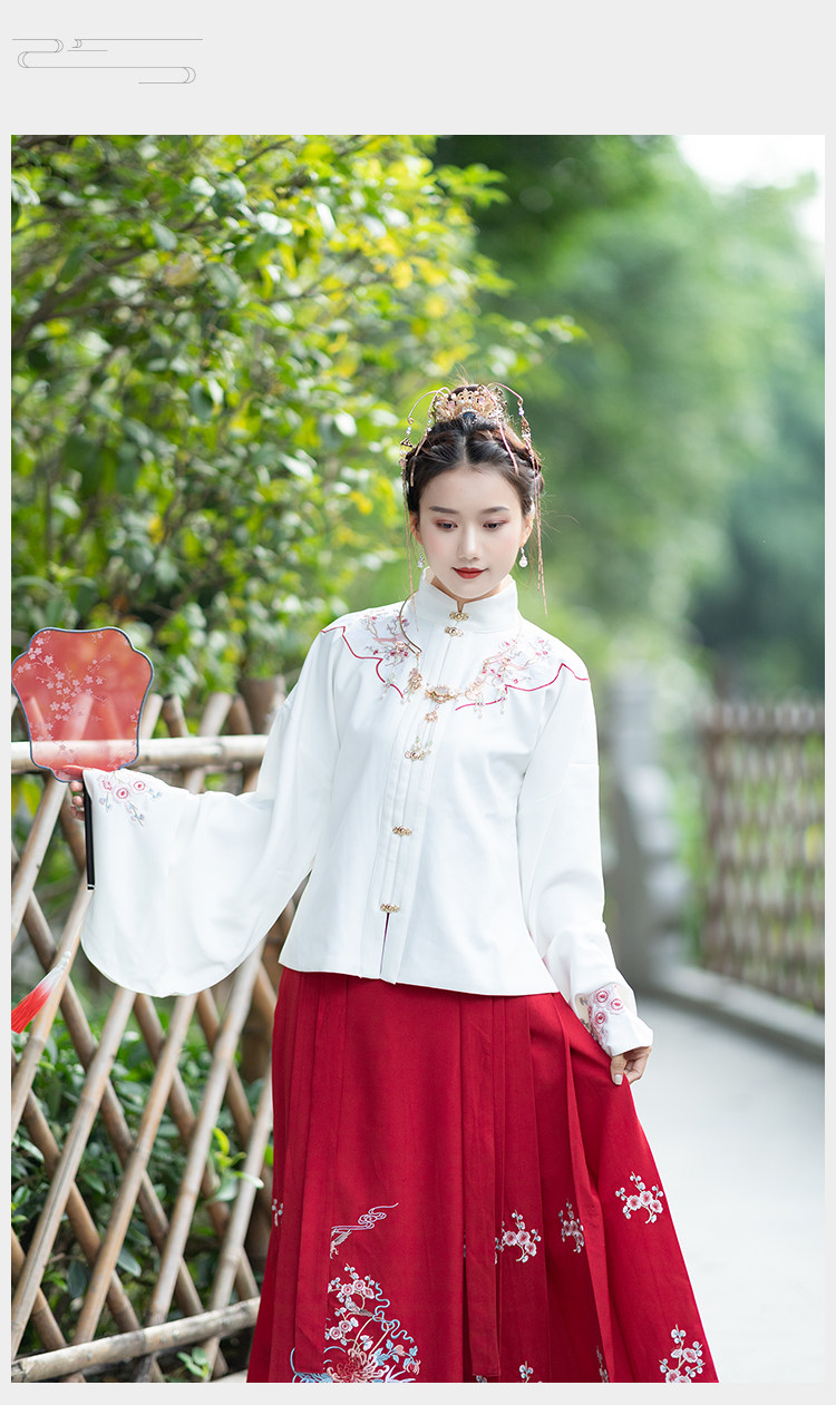 9199#中国风改良明制汉服双层面料琵琶袖古装马面裙女立领古风袄