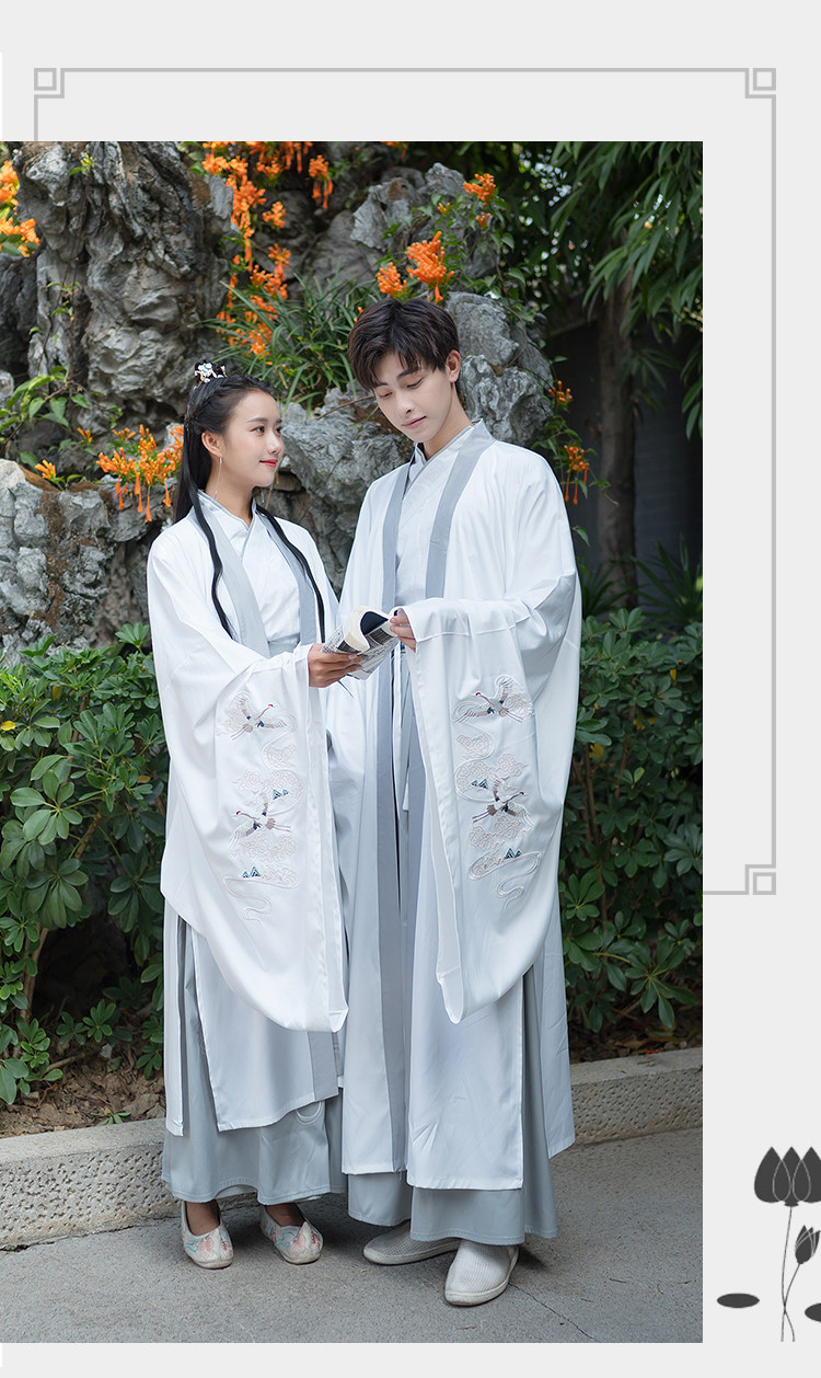 原创绣花传统交领汉服男女款非古装cp情侣大氅汉服氅衣广袖