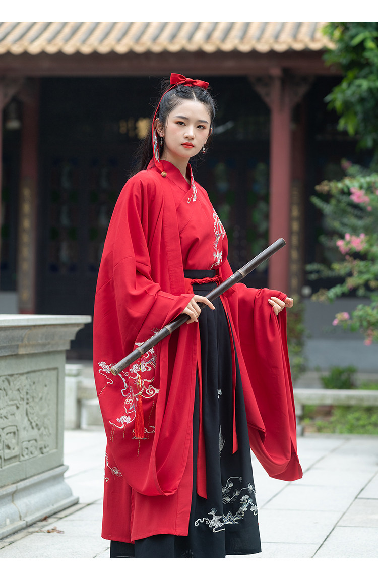 9259#凤歌孪 原创绣花传统交领汉服男女款非古装cp情侣大氅汉服