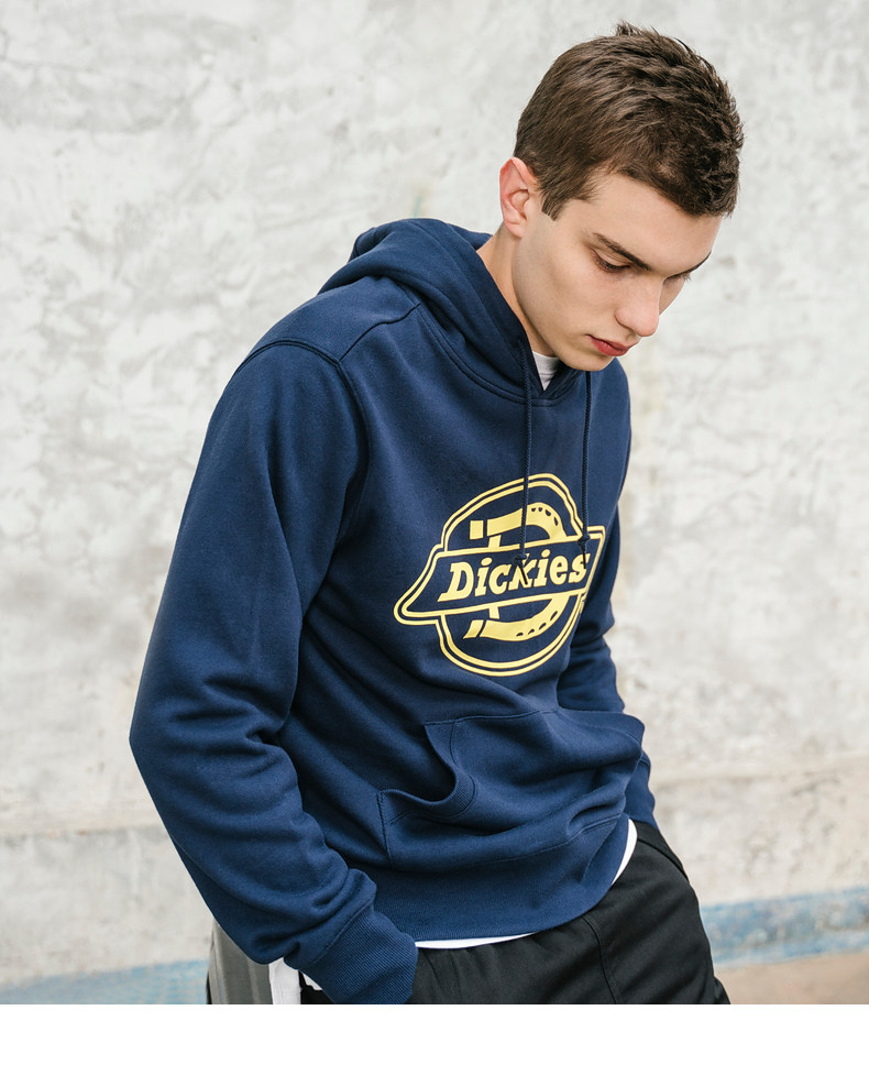 dickies连帽卫衣男logo印花潮流情侣款棉毛圈布休闲套头宽松上衣