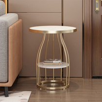 Rock board sofa edge a few modern minimalist light lavish small tea table marble corner a few side cabinets small family type removable round table