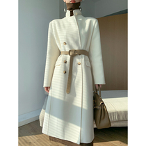 White double-sided cashmere coat women 2021 autumn and winter high-end long knee wool Korean double-breasted coat