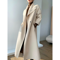 MISS Anti-season new double-sided pure cashmere coat Hepburn wind large lapel high-end medium and long woolen coat women