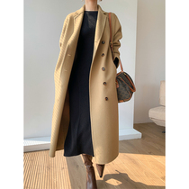 2021 autumn and winter New cashmere double-sided woolen coat womens long high-end temperament loose wool jacket women