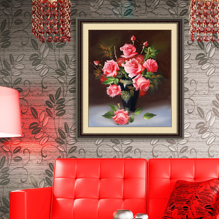 5d魔方钻石画玫瑰花瓶钻石绣圆钻满钻客厅卧室贴钻石十字绣粘钻画_7折