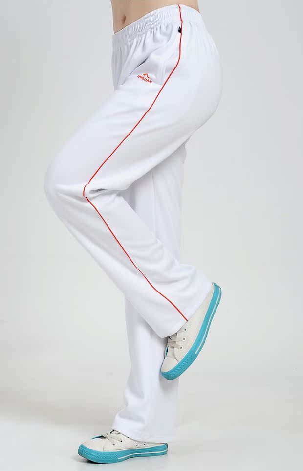 晋冠包邮南韩丝纯白色运动裤女长裤大码佳木斯健身操广场舞演出服_7折