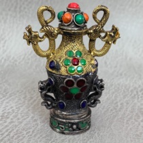 Ten-product gift gems do old antiques Miscellaneous pure copper exquisite with spoon double-Dragon snuff bottle double-sided ornaments