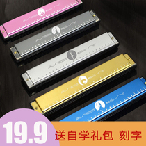 24-hole polyphonic C-tone harmonica DIY lettering Adult musical instrument Children beginner introductory practice harmonica
