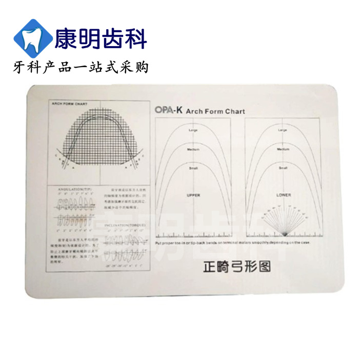 牙科材料正畸弓形图镍钛丝弯制对比图亚克力板上颌标准弓丝图 - 康明