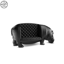 Maximo Riera designer creative hippo leather seat special-shaped hippo sofa chair FRP hippo chair