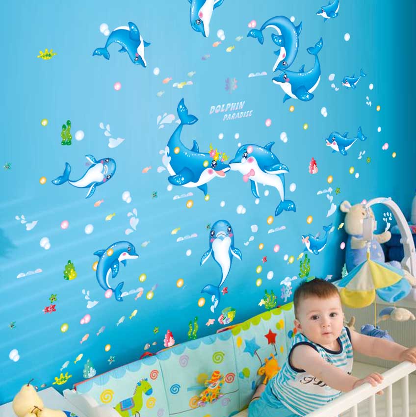 墙贴纸贴画海底世界海洋馆地中海卡通幼儿园儿童房间墙壁墙面装饰产品展示图1