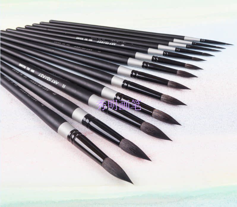 artsecret厂家直销灰鼠毛水彩画笔950r尖头圆头笔松鼠毛笔水粉笔_不