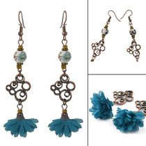 Bohemian vintage ethnic style earrings handmade long tassel hollow flower drop earrings Alloy beaded earrings jewelry for women