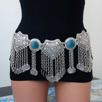 Belly dance waist chain Indian style wild tassel coins Gold coins quality overweight super loud fashion dance dress accessories