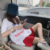 Suit 2020 new foreign style fashion casual loose printed T-shirt wide leg shorts net red two-piece set womens tide