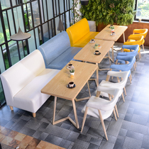 Fresh cafe restaurant card seat sofa fast food restaurant table and chair bar clear bar milk tea shop table and chair combination