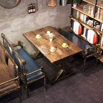 Retro Industrial Style Cafe Sofa Card Seat Iron Sofa Chair Milk Tea Hot Pot Shop Bar Dining Table and Chair Combination