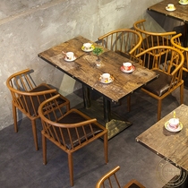 Wrought iron cafe table and chair Retro milk tea dessert shop table and chair combination Western restaurant loft bar table and chair