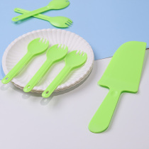 High quality environmentally-friendly birthday cake disposable disc fork cutlery 10 disc 10 fork 1 knife suit spoon knife